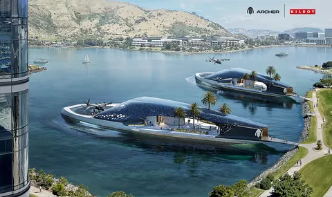 archer__daily's tweet photo. ✈️🔋Rendering of Kilroy and Archer’s proposed Sea Portal waterfront hub for Archer’s eVTOL aircraft and electric ferry operations in the South San Francisco Oyster Point area. (Photo: Business Wire) https://t.co/bxFaVye7Gh