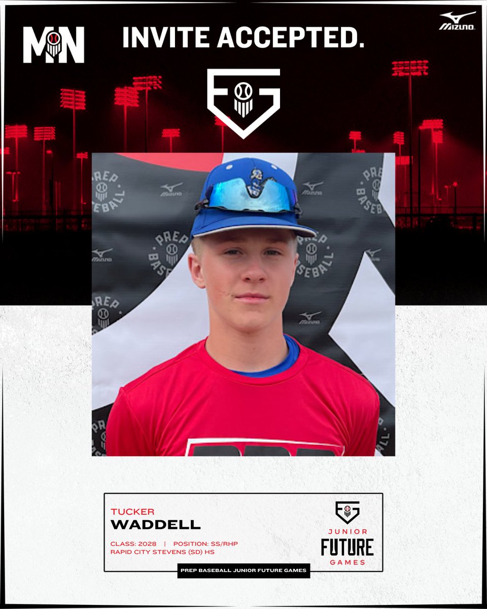 𝐖𝐄𝐋𝐂𝐎𝐌𝐄 𝐓𝐎 𝐓𝐇𝐄 𝐒𝐐𝐔𝐀𝐃 👊

Rapid City Stevens' 𝗧𝘂𝗰𝗸𝗲𝗿 𝗪𝗮𝗱𝗱𝗲𝗹𝗹 will be at <a href="/LakePointSports/">LakePoint Sports</a> representing #TeamMinnesota at the #PBJFG24.

 <a href="/tuckerwadd9699/">Tucker Waddell</a> || <a href="/PrepBaseball/">Prep Baseball</a>

👤 loom.ly/lSYsQsc