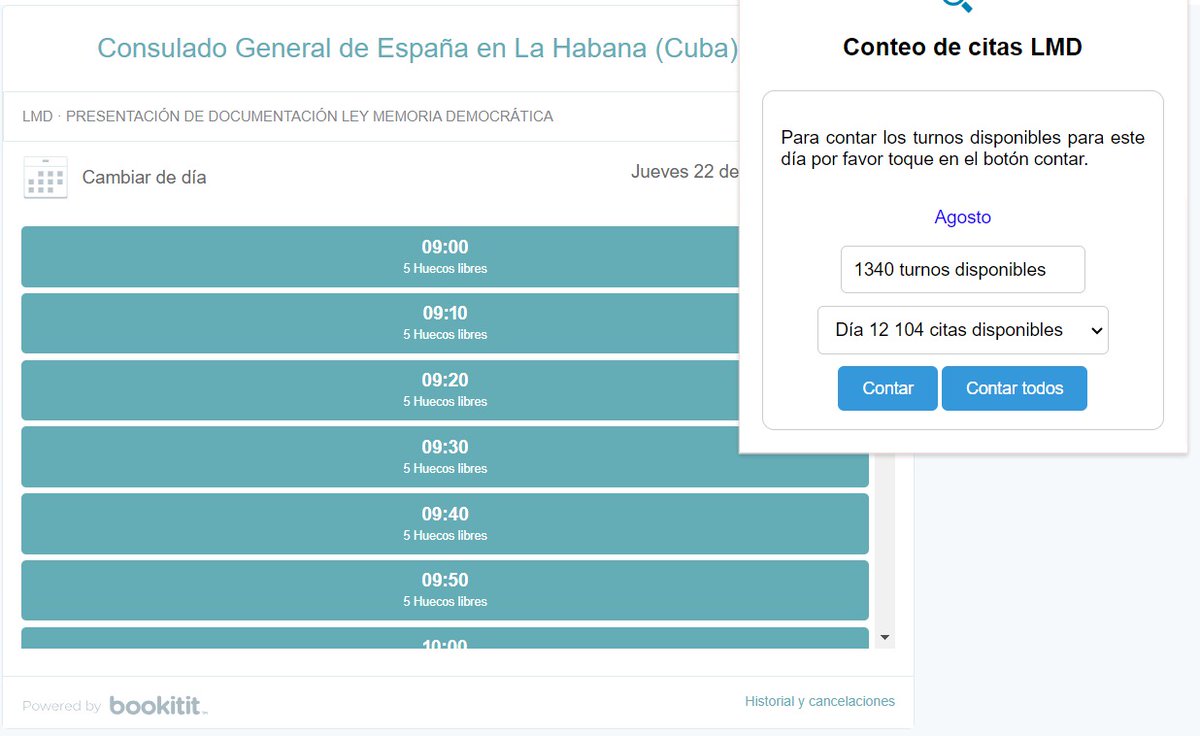 LMD 🇨🇺 🇪🇸 (@llunixz) on Twitter photo 1340 citas habilitadas para presentar expediente de LMD en el <a href="/ConsEspLaHabana/">ConsEspLaHabana</a> y ya vamos para casi 1 mes sin enviar credenciales. Hasta cuando es el abuso con los descendientes ? Estamos cansados del atropello. <a href="/avtorresp/">Ángel Víctor Torres Pérez</a> <a href="/SE_MemoDemo/">Secretaría de Estado de Memoria Democrática</a> <a href="/justiciagob/">Ministerio de la Presidencia, Justicia y R. Cortes</a> <a href="/inclusiongob/">Ministerio Inclusión Seguridad Social Migraciones</a> <a href="/MAECgob/">Ministerio de Asuntos Exteriores, UE y Cooperación</a> 1340 citas habilitadas para presentar expediente de LMD en el <a href="/ConsEspLaHabana/">ConsEspLaHabana</a> y ya vamos para casi 1 mes sin enviar credenciales. Hasta cuando es el abuso con los descendientes ? Estamos cansados del atropello. <a href="/avtorresp/">Ángel Víctor Torres Pérez</a> <a href="/SE_MemoDemo/">Secretaría de Estado de Memoria Democrática</a> <a href="/justiciagob/">Ministerio de la Presidencia, Justicia y R. Cortes</a> <a href="/inclusiongob/">Ministerio Inclusión Seguridad Social Migraciones</a> <a href="/MAECgob/">Ministerio de Asuntos Exteriores, UE y Cooperación</a>
