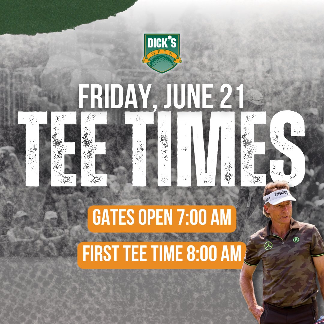 Check out the groupings for the First Round of the DICK'S Open ⛳ Gates open at 7:00 am, first group tees off at 8:00 am!

⛳ Click here to view: loom.ly/gCh8sMo
Tickets for tomorrows round &amp; the Luke Bryan concert are still available : 
🎫  loom.ly/d6yGRQA