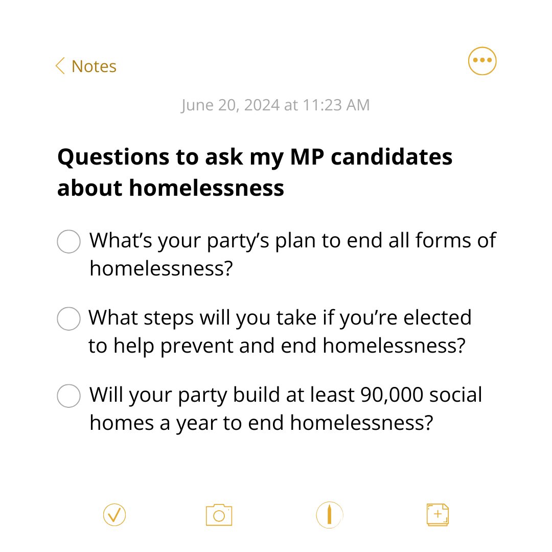 Here are 3 questions to ask your local candidates about homelessness when they come knocking on your door to try to win your vote 📝

Learn more about how to talk about homelessness with election candidates in our guide: bit.ly/3VAzCi8