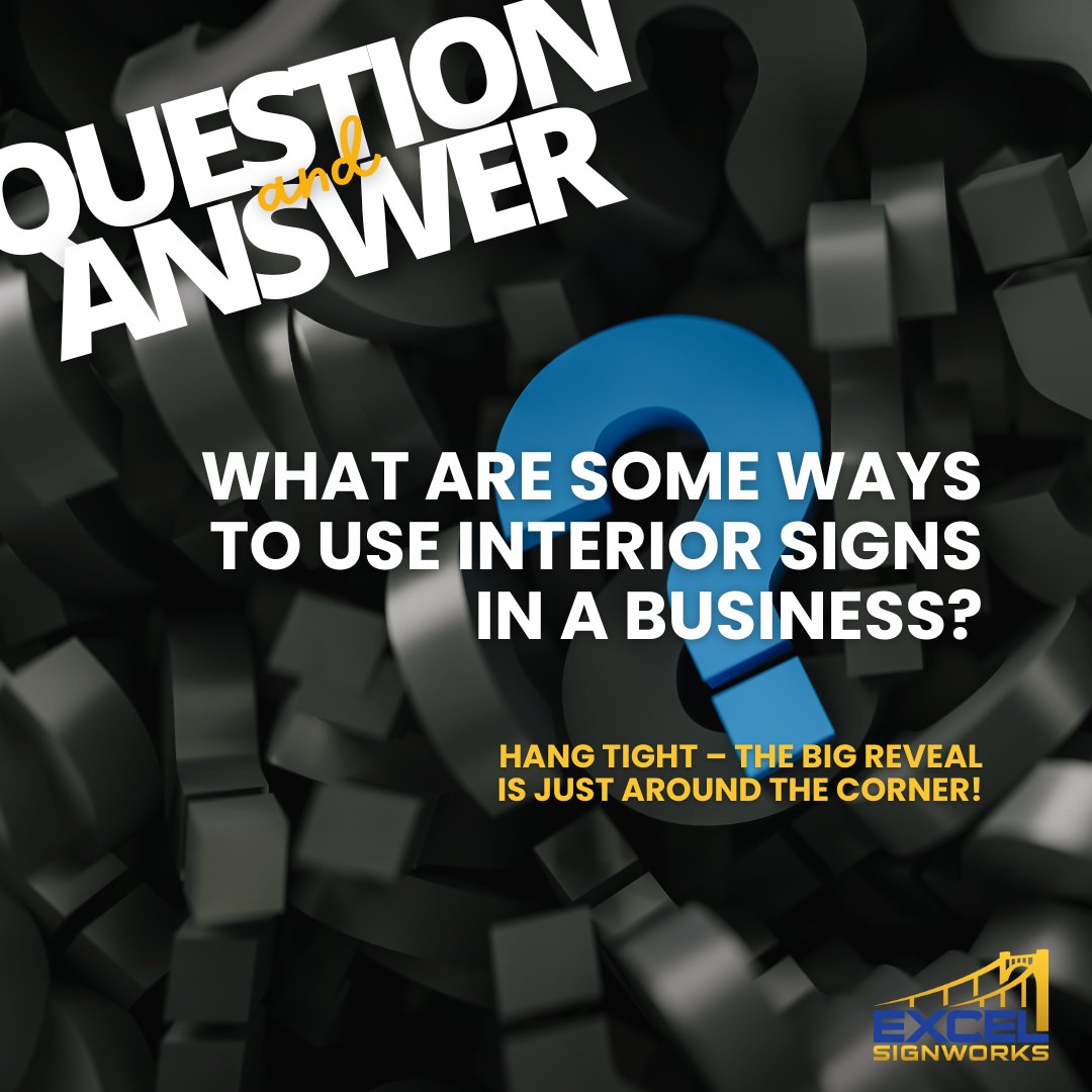 Excel Signworks (@excelsignworks) on Twitter photo #Q&A
What are some ways to use interior signs in a business?
Hang tight – the big reveal is just around the corner!
Contact Excel Signworks today
📞 412-586-7361
🌐 excelsignworks.com
📧 info@excelsignworks.com #Q&A
What are some ways to use interior signs in a business?
Hang tight – the big reveal is just around the corner!
Contact Excel Signworks today
📞 412-586-7361
🌐 excelsignworks.com
📧 info@excelsignworks.com