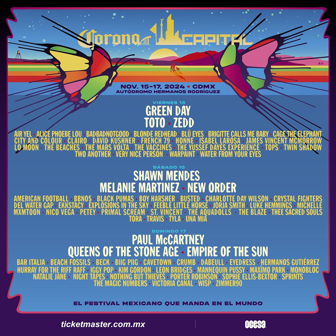 GreenDay's tweet photo. MEXICO CITY!!! We're backkkkk 😈😈 headlining @CoronaCapital with an epic set this November 🇲🇽 tickets go on sale next Tuesday, 6/25 https://t.co/DNUwMc4UCV https://t.co/rEtxYx8wC8