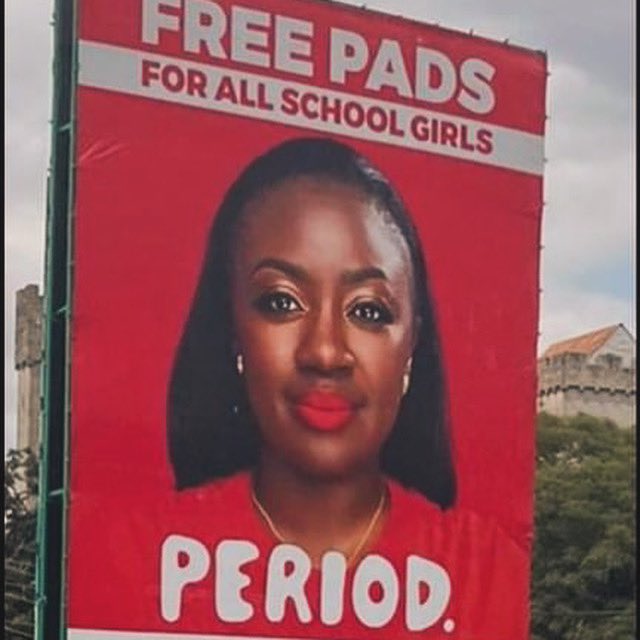 The woman whose picture has been displayed on billboards across the country for over a year, advocating for free sanitary towels, has now courageously defended the tax that would significantly raise the cost of those very items. What a time to be alive.#RejectFinanceAct2024