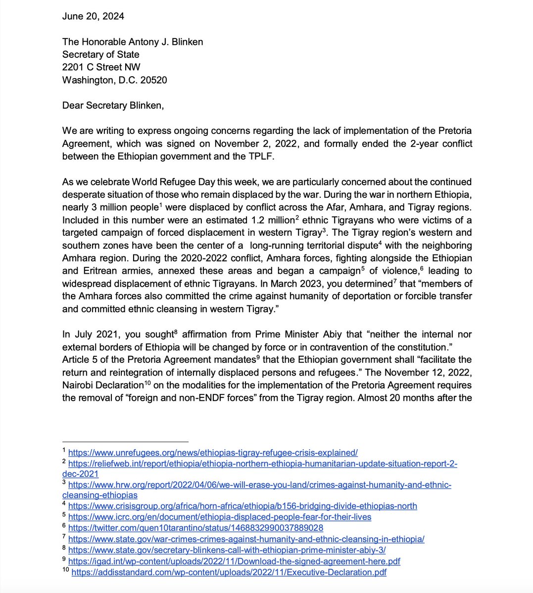 HPN4Tigray's tweet photo. We join @IrobAnina, @OmnaTigray, &amp; @TigrayAction to highlight ongoing plight of displaced Tigrayans &amp; urge @SecBlinken/ U.S. govt. to take decisive action.
Despite the Pretoria Agreement, thousands of refugees remain in camps in Sudan, &amp; nearly 1M still displaced within Tigray. https://t.co/6XBalzmmMe