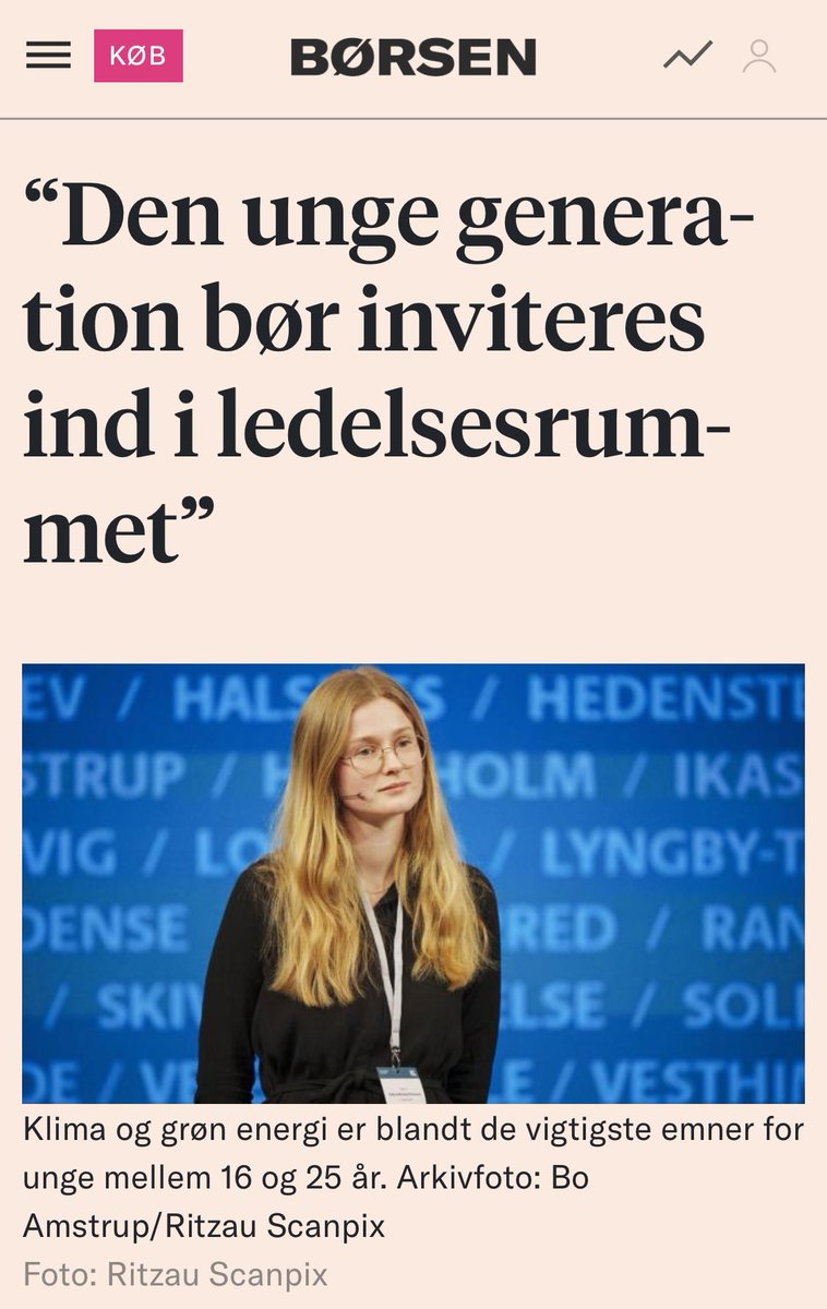 Unge bør inviteres ind i ledelsesrummet for at bidrage med perspektiver på, hvad unge medarbejdere og kunder forventer af #dkbiz. 

Læs med i <a href="/borsendk/">Børsen</a>, hvor <a href="/bodilismiris/">Bodil Ismiris</a> og jeg skriver om, hvordan ungepaneler kan bygge bro på tværs af generationer 

👇🏻👇🏻
borsen.dk/nyheder/opinio…