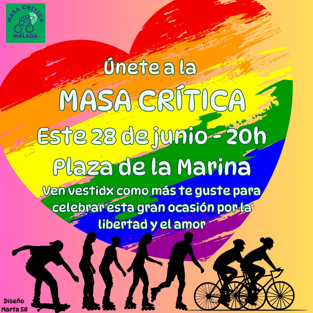 Saca todo tu orgullo por las calles de Málaga! En poco más de una semana nos volvemos a encontrar en Masa. Viva la diversidad sostenible! 🤗🌈