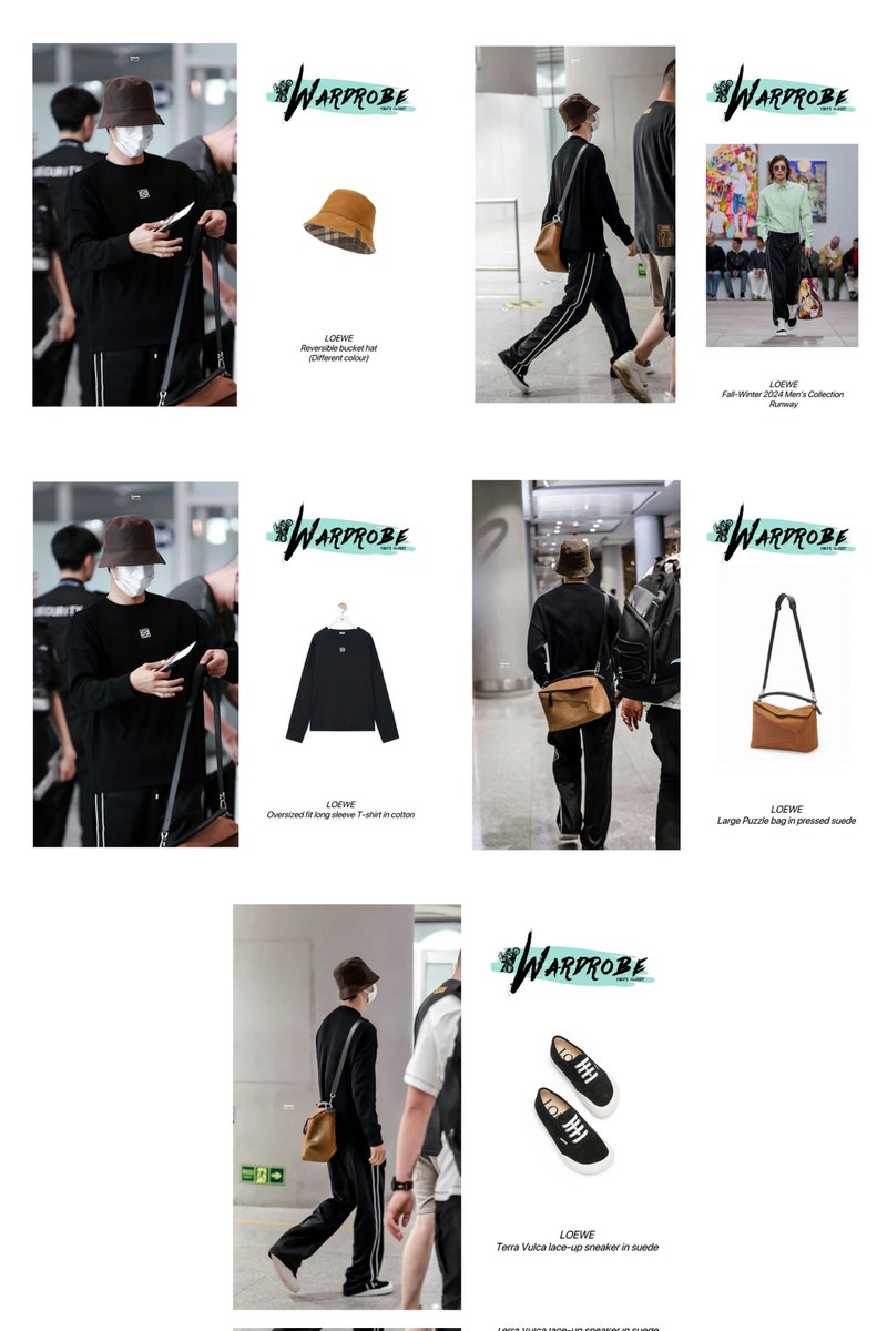 envyofyibo's tweet photo. From head to toes #WangYibo tonight airport fashion is all from LOEWE😆

🧢LOEWE Bucket Hat
👜LOEWE 2024 Pre-Fall collection
👕LOEWE Oversized t-shirt
👖LOEWE FW24 Men's collection
👟LOEWE Suede Sneakers

#WangYiboxLOEWE #LOEWESS25 
#ParisFashionWeek #PFWSS25 https://t.co/QLnPhYNDDV