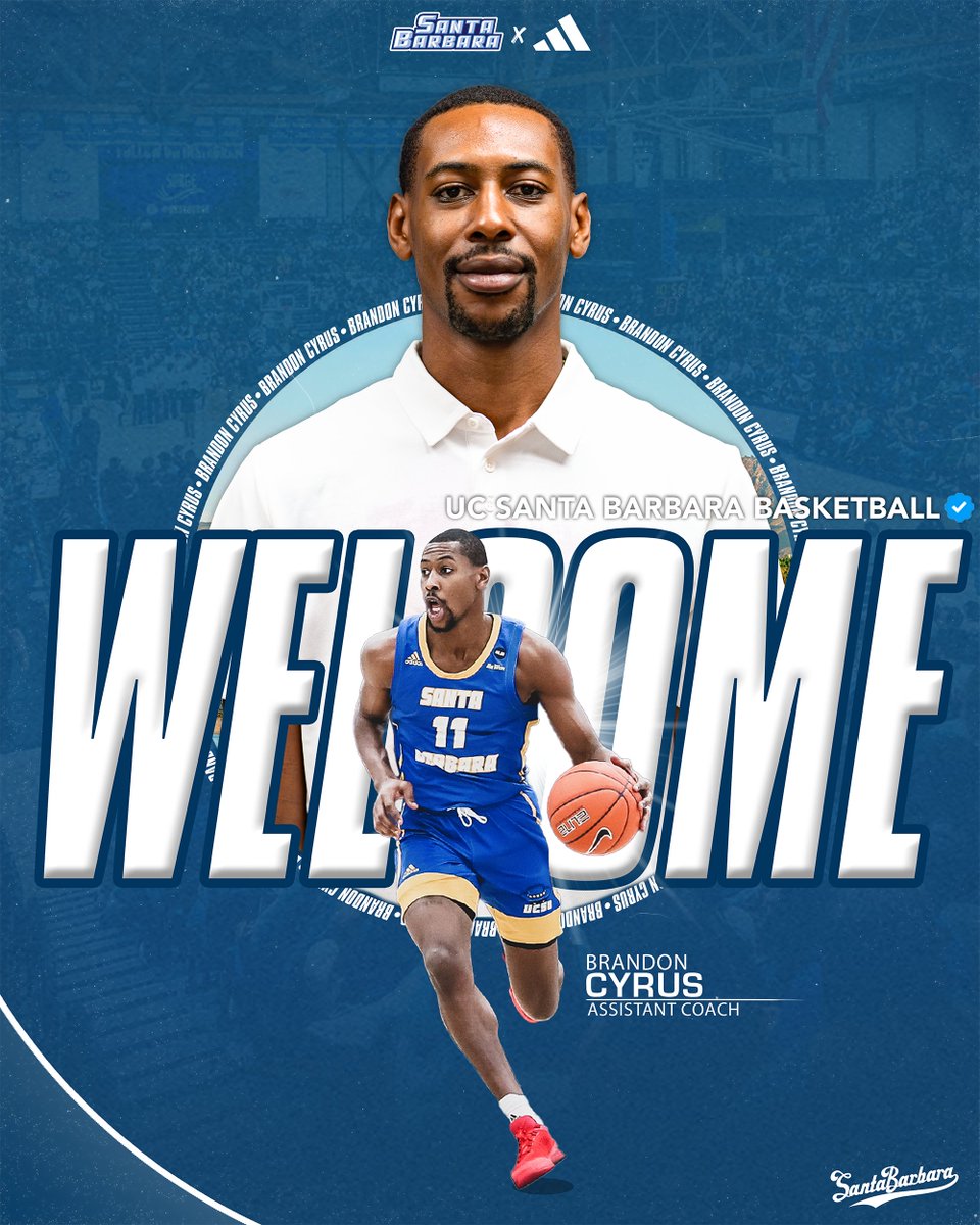 UC Santa Barbara Basketball (@ucsbbasketball) on Twitter photo Welcome back Brandon Cyrus!
A key member of the 2021 NCAA Tournament team, Brandon rejoins the Gauchos as an assistant coach.
🔗: bit.ly/BrandonCyrus
#GoGauchos | <a href="/BrandonCyrus4/">Brandon Cyrus</a> Welcome back Brandon Cyrus!
A key member of the 2021 NCAA Tournament team, Brandon rejoins the Gauchos as an assistant coach.
🔗: bit.ly/BrandonCyrus
#GoGauchos | <a href="/BrandonCyrus4/">Brandon Cyrus</a>