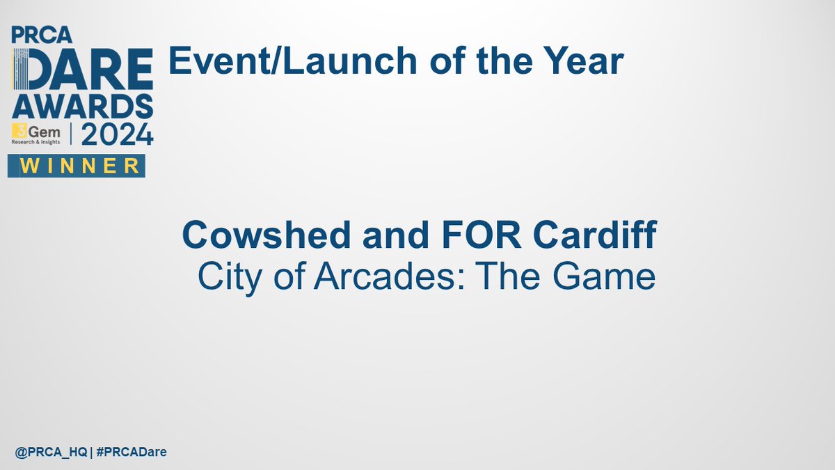 PRCA_HQ's tweet image. Congratulations to @wearecowshed on winning tonight’s Event/Launch of the Year Award! 🏆

#PRCADare @PRCA_Cymru