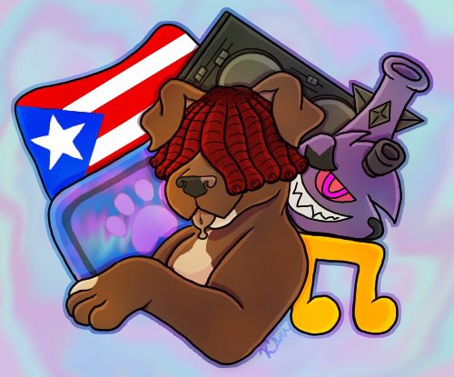 DerppMonster's tweet image. Heyo! I’m Kash! 

Just your average afrolatina poly sapphic pibble here to-
Draw🎨🖌️
            Make friends👥
                        Be a silly pup 🐶🐾
                                        Sesh🍃💨
I love experimenting with my art and drawing 420 themes!