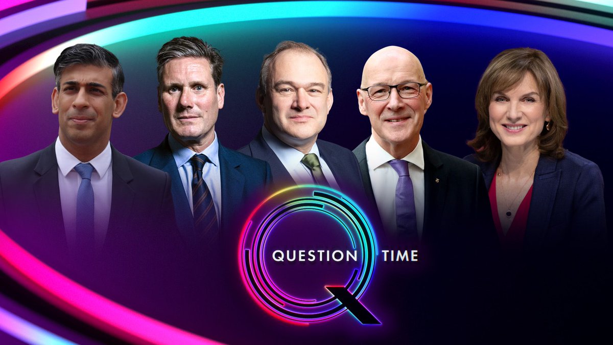 Welcome back to Question Time! The Leaders' Special is now live on <a href="/BBCOne/">BBC One</a>
 
You can also watch tonight's episode on <a href="/BBCiPlayer/">BBC iPlayer</a>

Join the conversation using #bbcqt