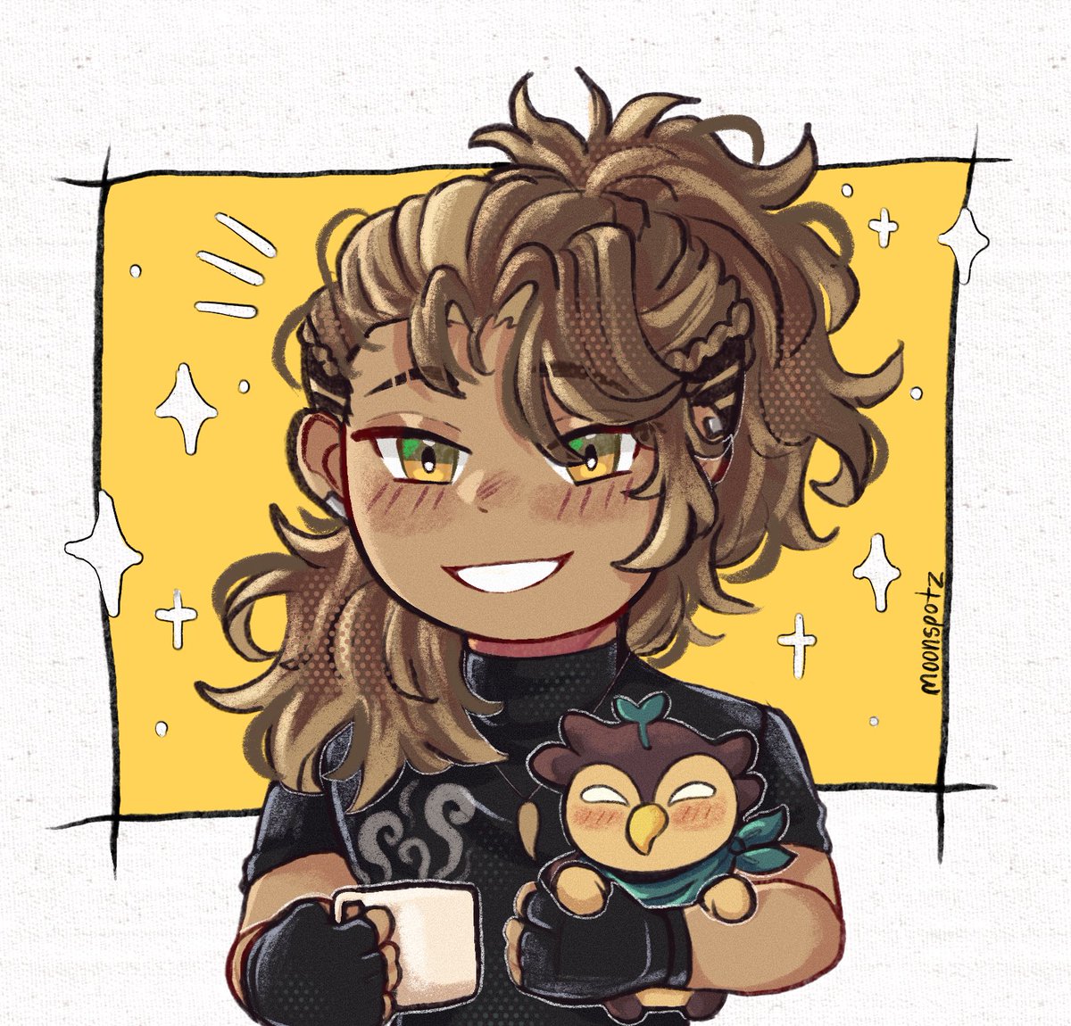 m00nspotz's tweet image. I just realized I’ve never drawn gibby before and had to remedy that 💚✨ #GBArt