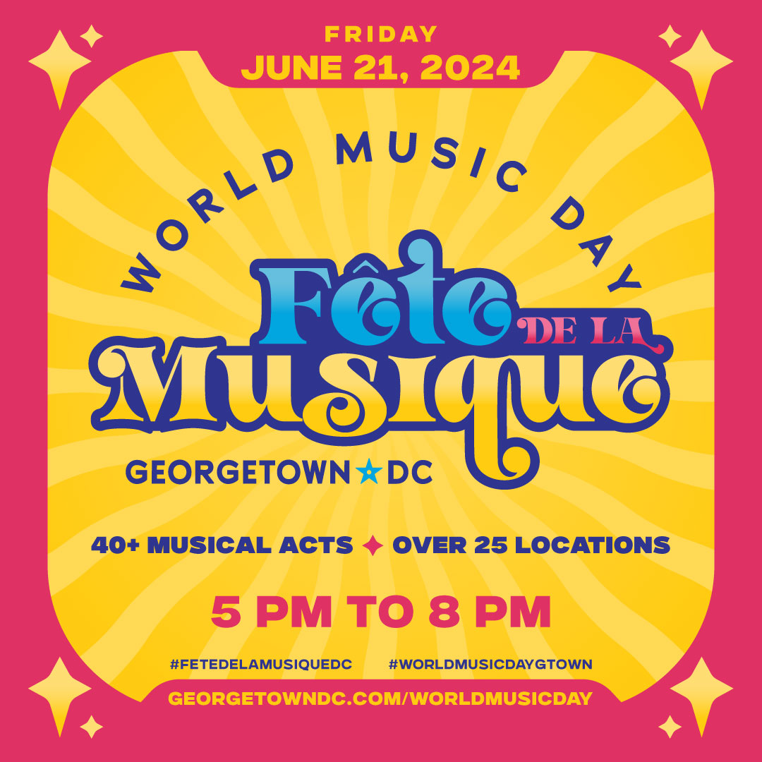 Georgetown U. in DC (@georgetownindc) on Twitter photo Celebrate World Music Day June 21 with <a href="/georgetowndc/">Georgetown BID</a>'s Fête de la Musique in partnership with <a href="/franceintheus/">Embassy of France in the U.S.</a>! Enjoy live music indoors and out from 5-8pm at 25+ locations throughout the Georgetown BID. Full schedule and list of performances here: georgetowndc.com/event/world-mu… Celebrate World Music Day June 21 with <a href="/georgetowndc/">Georgetown BID</a>'s Fête de la Musique in partnership with <a href="/franceintheus/">Embassy of France in the U.S.</a>! Enjoy live music indoors and out from 5-8pm at 25+ locations throughout the Georgetown BID. Full schedule and list of performances here: georgetowndc.com/event/world-mu…