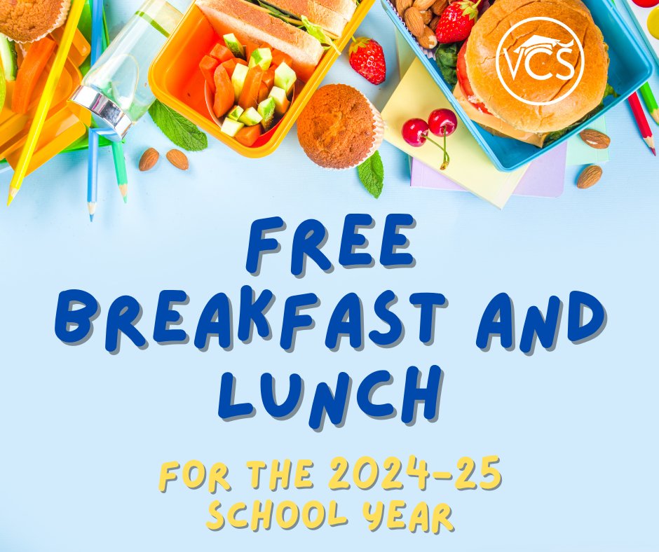 🍎 All VCS Students Will Receive Free School Breakfast and Lunch for the 2024-25 School Year! 🥪

Press Release: vcsedu.org/news/~board/di…