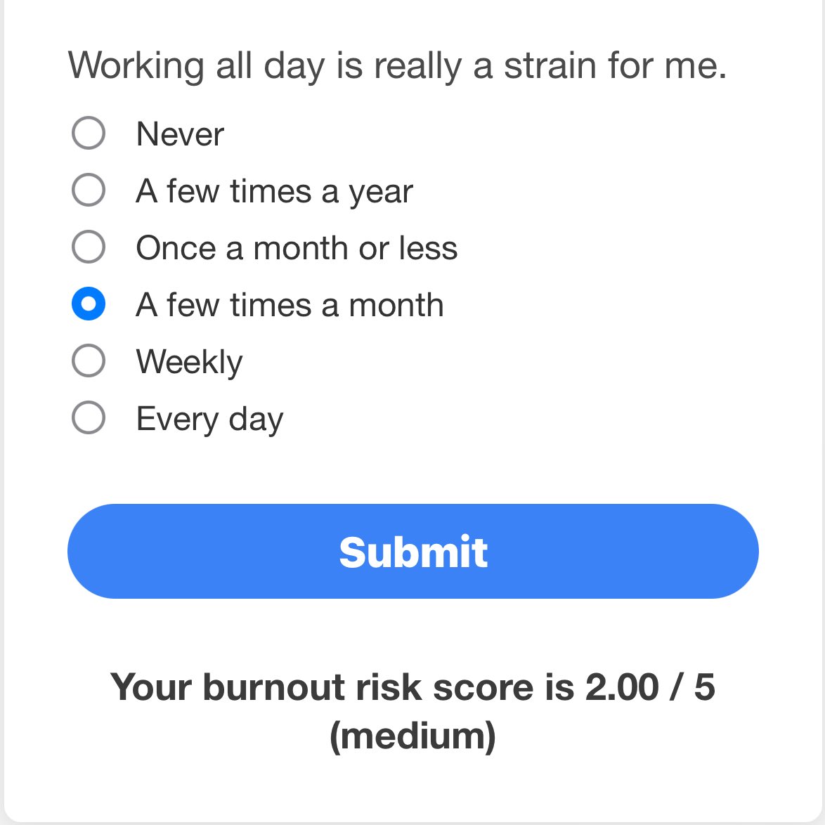 gabrieldane's tweet photo. Having a great week …burnout risk is still medium. Family medicine is hard, and needs to be more sustainable. #fightburnout https://t.co/JwyMqRvayH