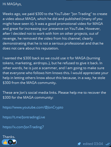 magactoofficial's tweet photo. These are Jon's social media links. Please help me to recover the $300 that he took from the MAGA community:

https://t.co/WCXmVmHidG

https://t.co/GclwYdNmTx

https://t.co/rao2l81Vih

Thanks. https://t.co/YL9PoJ0hei
