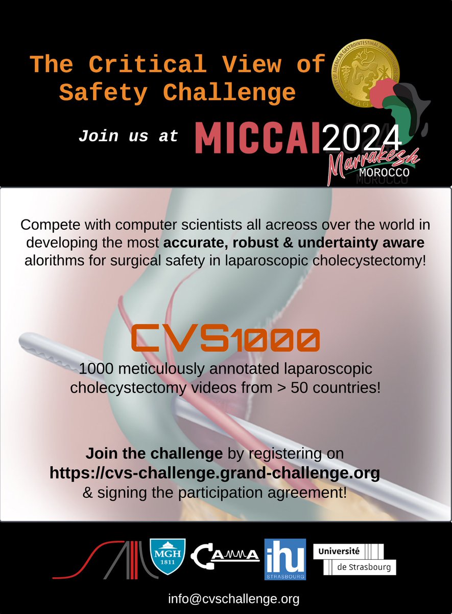 SAGES CVS Challenge (@thecvschallenge) on Twitter photo Join the challenge! cvs-challenge.grand-challenge.org
<a href="/Laparoscopes/">Dan Hashimoto, MD MS FACS</a> <a href="/p_masca/">Pietro Mascagni</a> <a href="/patsyllamd/">Patricia Sylla</a> <a href="/dpkalapatt/">Deepak Alapatt</a> <a href="/Oz_Meireles/">Ozanan Meireles</a> <a href="/SarahChoksi/">Sarah Choksi MD/MPH</a> <a href="/CammaLab/">CAMMA</a> <a href="/SAGES_Updates/">SAGES is in Tampa in 2026!</a>
#surgicalai #surgicaldatascience #datascience #computervision Join the challenge! cvs-challenge.grand-challenge.org
<a href="/Laparoscopes/">Dan Hashimoto, MD MS FACS</a> <a href="/p_masca/">Pietro Mascagni</a> <a href="/patsyllamd/">Patricia Sylla</a> <a href="/dpkalapatt/">Deepak Alapatt</a> <a href="/Oz_Meireles/">Ozanan Meireles</a> <a href="/SarahChoksi/">Sarah Choksi MD/MPH</a> <a href="/CammaLab/">CAMMA</a> <a href="/SAGES_Updates/">SAGES is in Tampa in 2026!</a>
#surgicalai #surgicaldatascience #datascience #computervision