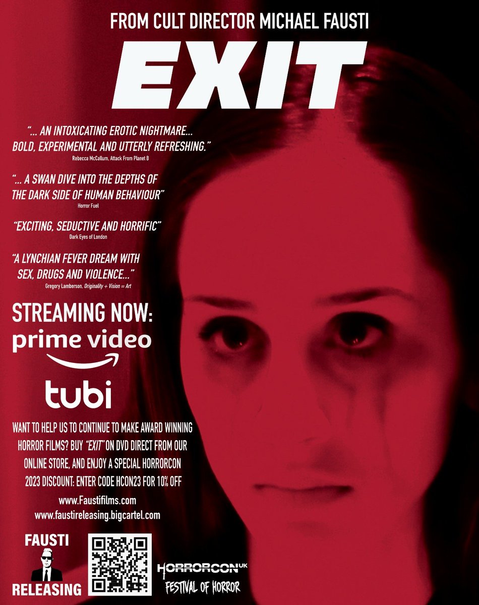 🎬 Don't miss out on the #horror film, EXIT, now available for streaming globally and in the US! Watch it on Tubi 🌍 at buff.ly/3wOOfBX or on Amazon US 🇺🇸 at buff.ly/3Rcmg8Y. #SupportIndieFilm #Indiefilm #horrorfilm  #Indiefilm