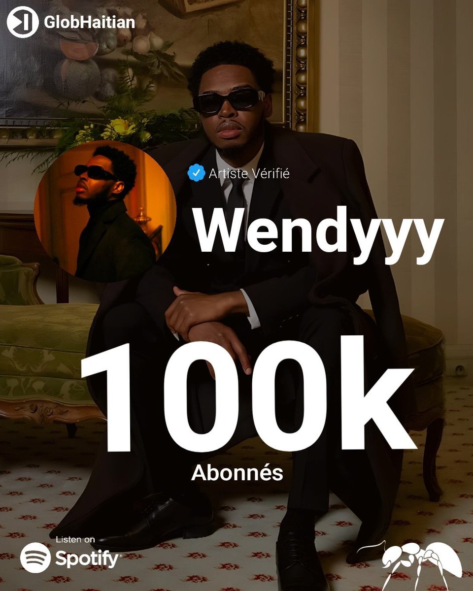wendyyymedia's tweet photo. Wendyyy vient de dépasser la barre des 100k abonnés sur Spotify. 🐐

Via : GlobHaitian https://t.co/Mna3RPcPi7