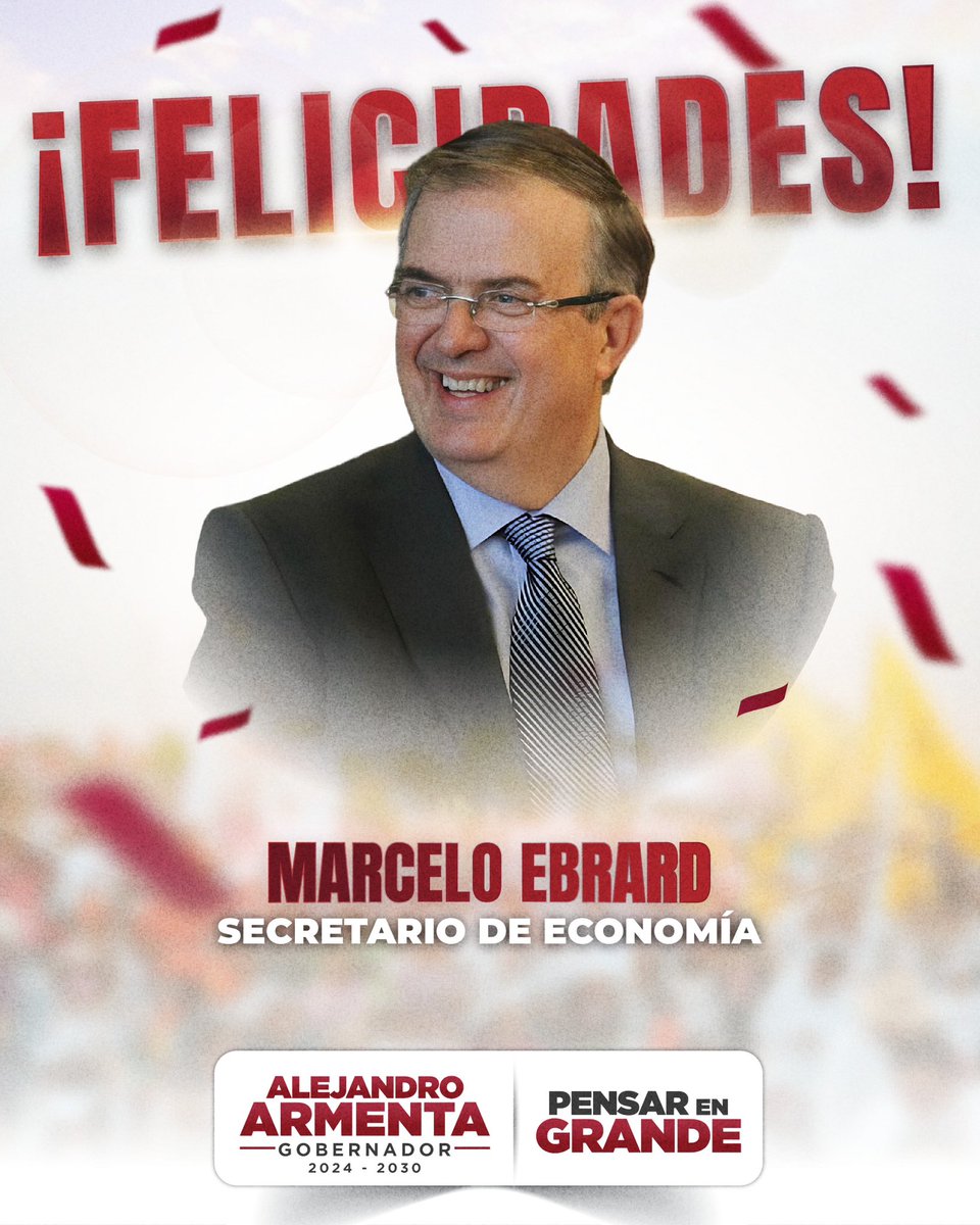 armentapuebla_'s tweet photo. Celebro la presentación de mi estimado @m_ebrard como Secretario de Economía de nuestra Presidenta electa, la Dra. @Claudiashein. 

Confío en que hará un gran trabajo para el impulso de la economía nacional. https://t.co/5DOuT2PGCs