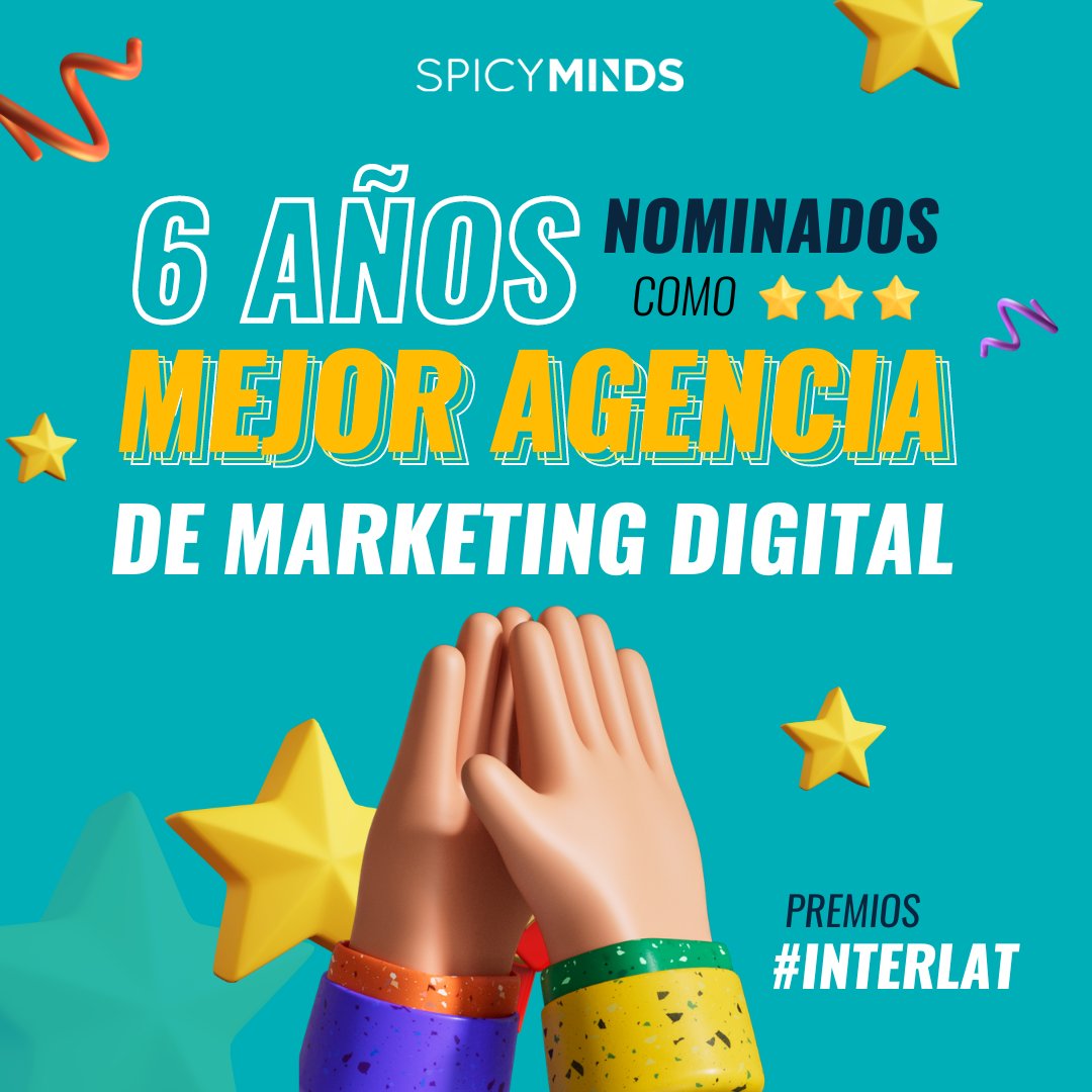 SpicyMindsMX's tweet photo. ¡Hemos sido nominados como la mejor agencia de marketing digital por sexto año consecutivo! 🚀🎉 
Este reconocimiento es gracias a la dedicación de nuestro increíble equipo y la confianza de nuestros valiosos clientes.🌟 ¡Sigamos creando juntos grandes historias de éxito! 💪 https://t.co/ofPY7WJDJ5