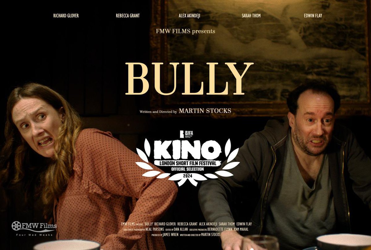 So excited that Bully is an official selection at the brilliant <a href="/BIFA_film/">BIFA</a> qualifying <a href="/kinoshortfilm/">Kino London</a>. Thanks Dustin and the rest of the Kino team, and our talented cast and crew! #filmmaking #filmmaker #filmfestival