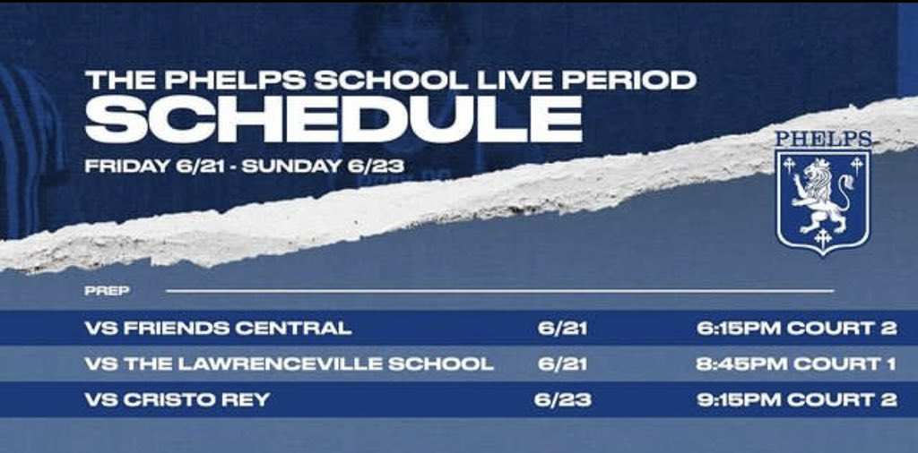 * COACHES* 
My schedule for this upcoming weekend at The Hun School for The Phelps School  Live Period.