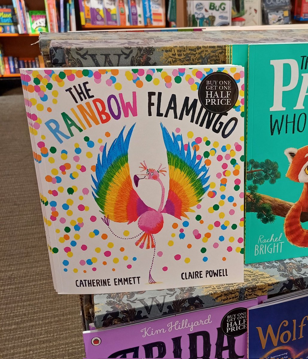 Excited to spot this fabulous book in Waterstones Market Harborough 🦩 <a href="/Emmett_Cath/">Catherine Emmett</a> <a href="/misspowellpeeps/">Claire Powell</a> Stunning cover 🦩