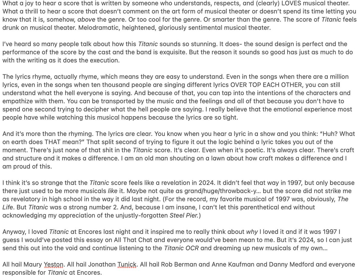 some musings on TITANIC at Encores <a href="/NYCityCenter/">NEW YORK CITY CENTER</a>...