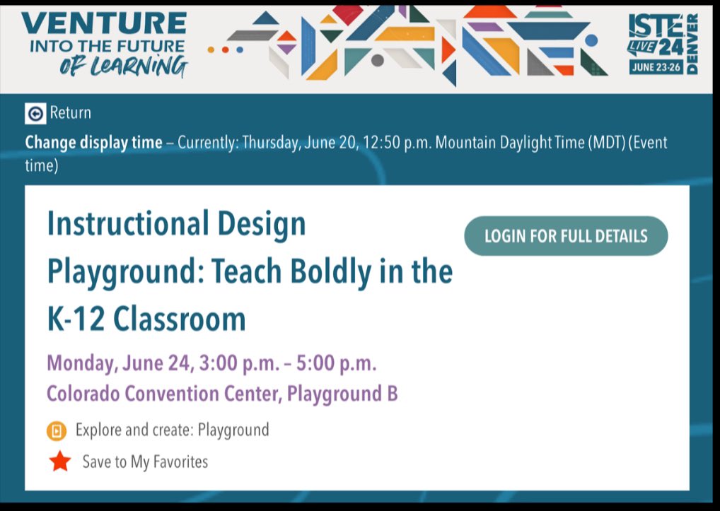 🚀Are you ready to take your teaching to the next level? Join us for "The Instructional Design Playground: Teach Boldly in the K-12 Classroom" on June 24, 3-5 PM MT! Let's reimagine learning &amp; create innovative educational experiences together! 🌀 #TeachBoldly #ISTE #EMSGreenTeam