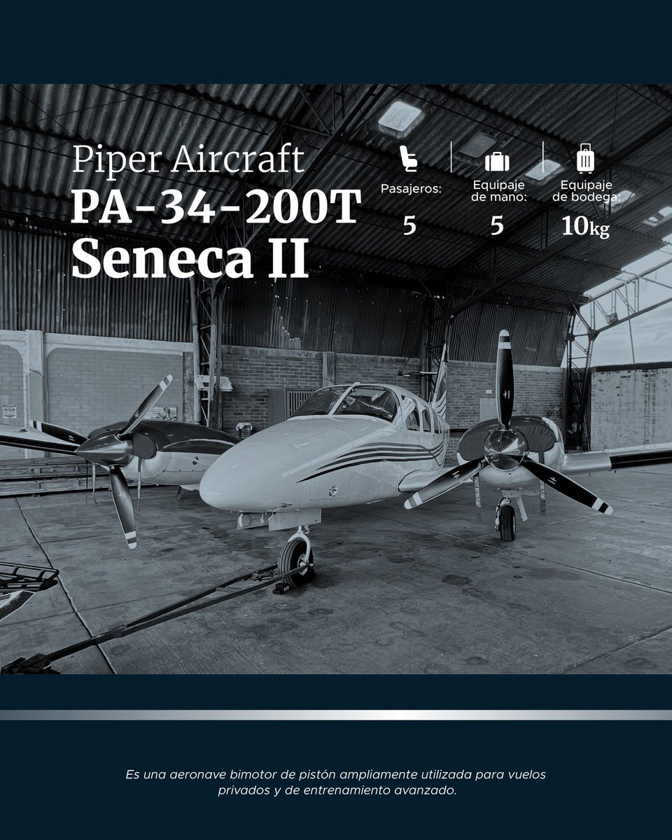 2GroupUS's tweet image. Experimenta la potencia y la fiabilidad del Piper Aircraft PA-34 200T Seneca II. Con su doble motor turboalimentado, este avión ofrece un rendimiento excepcional y un confort inigualable para tus vuelos. Ideal para viajes privados y ejecutivos, el Seneca II es la elección…