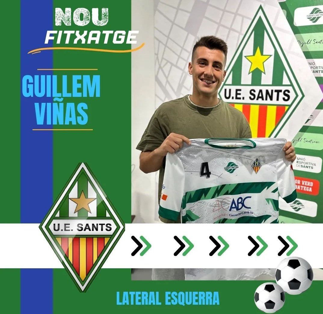 ⚪️🟢
NOU FITXATGE 

Guillem Viñas , lateral esquerre,procedent del <a href="/cpsarria/">CP Sarrià</a> , tona al club després de molts anys al noste futbol bsse .
#OrgullSantsenc⚪️🟢