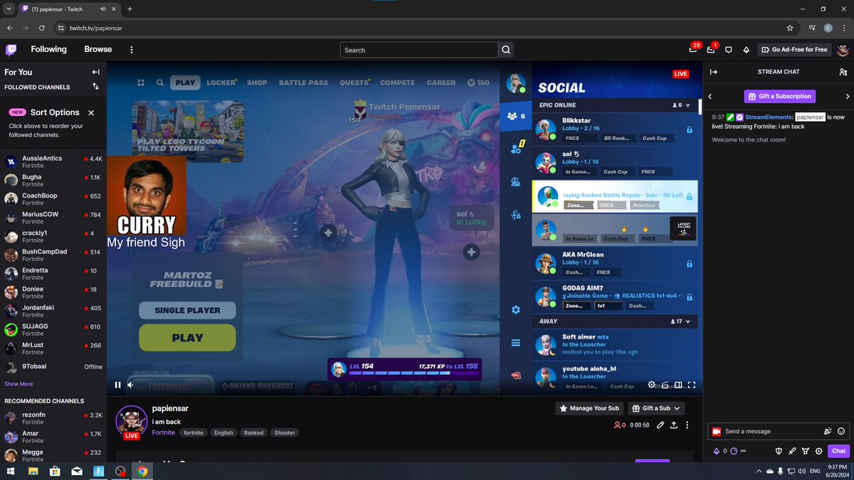 IM BACK twitch.tv/papiensar !!!!!!!!!!!!