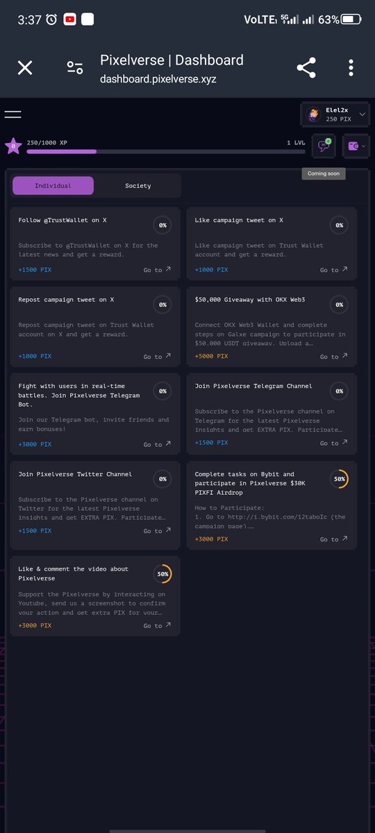BelandresIlias's tweet image. You want us to participate but your site is not working I clicked many times but this task is not functioning properly. It could be your website has a problem @pixelverse_xyz