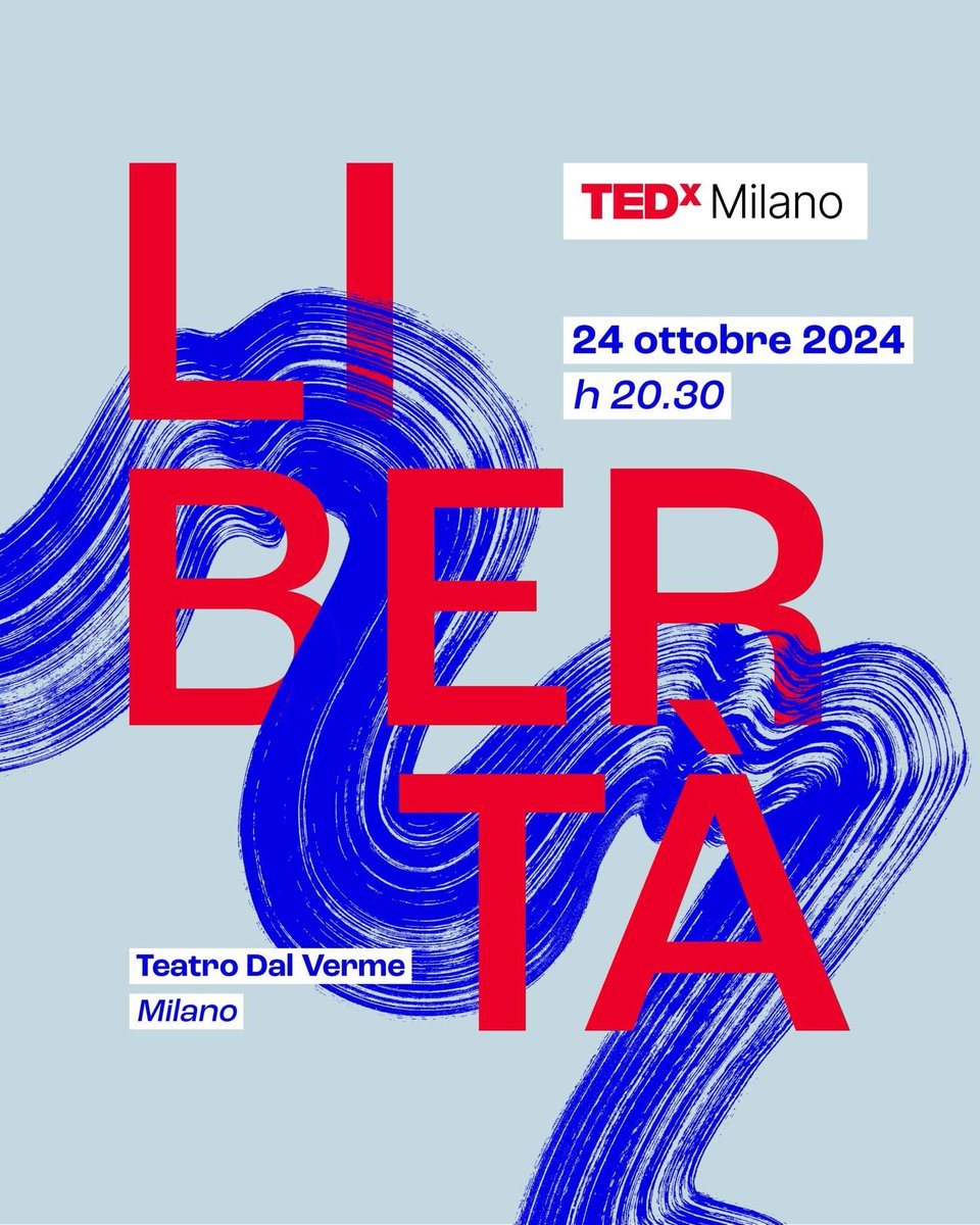 💡 Libertà è il potere di scegliere, esprimersi e agire senza costrizioni esterne

E allora bisogna liberare i saperi, le energie, le passioni, le scelte, le parole, i movimenti, le relazioni

📅 Appuntamento a giovedì 24 ottobre alle 20.30 al Teatro dal Verme

#TedxMilano #TEDx