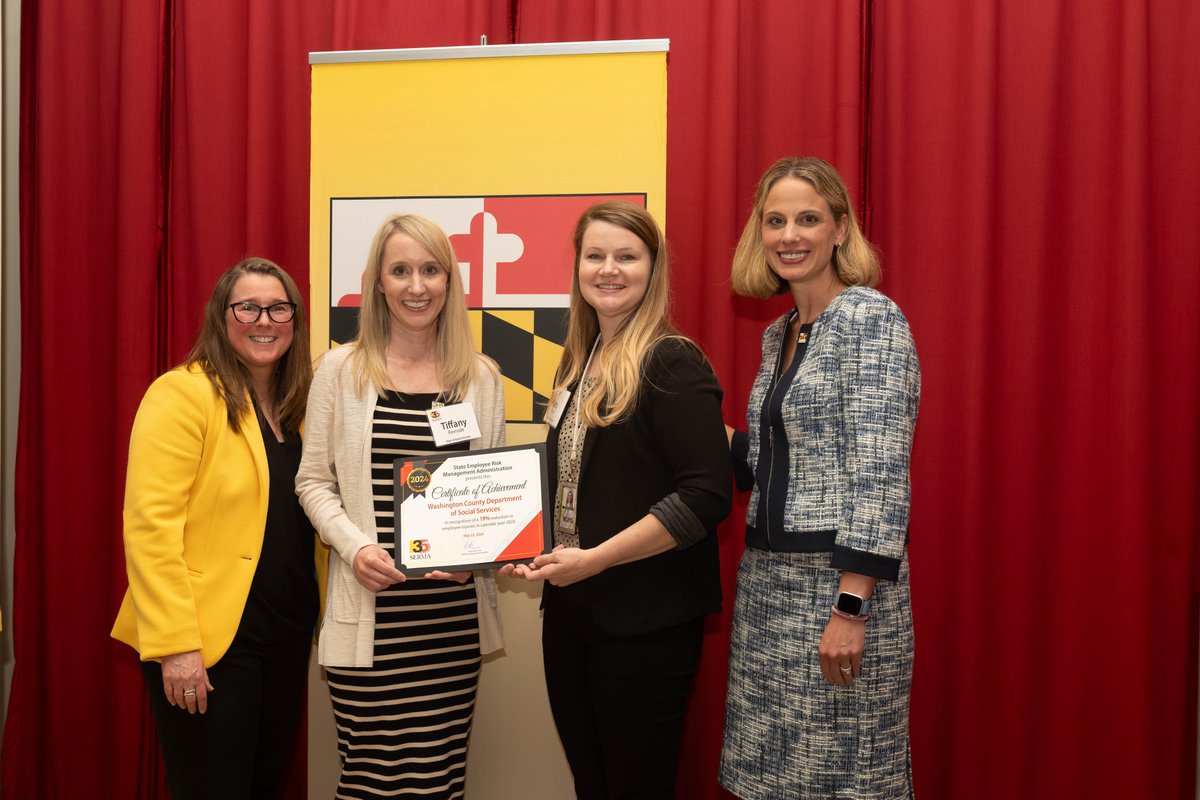 #ThrowbackThursday:

At the 35th Anniversary SERMA Conference in May, <a href="/BaltimoreDSS/">BCDSS</a> won the Health &amp; Safety Award of Excellence, and the Washington County Department of Social Services won the Injury Reduction Award!

Congrats, #TeamDHS!