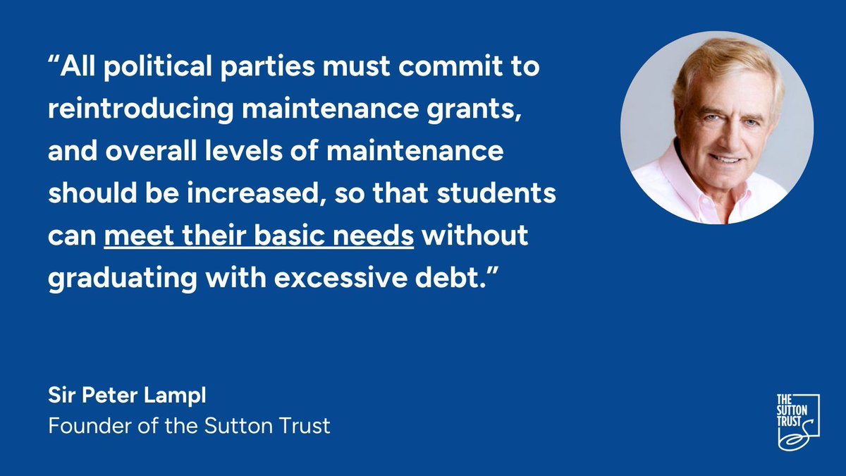 🚨 Reintroduce maintenance grants for low income students 🚨

England is the only country in the UK to not provide maintenance grants 💰

Poorer students backgrounds have since been leaving university with more debt than their wealthier peers.

Grants should be reintroduced ⬇️