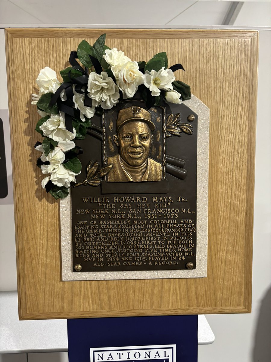 congdonsation's tweet photo. Inside the Giants clubhouse, a plaque commemorating Willie Mays stands next to the entrance. Mays was born just down the street from Rickwood Field in Westfield, Alabama. @abc3340 https://t.co/VQF1VIF4Hx