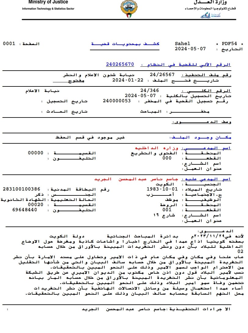 📢 حكم بالسجن جديد 🇰🇼

حكمت محكمة قندهار الخليج القمعية اليوم في الكويت، على جاسم الجريّد بالسجن «5️⃣ سنوات مع الشغل والنفاذ» في القضية المتعلقة بإعلاني وفاة أمير البلاد السابق الشيخ/ نواف الأحمد الصباح بدون إذن من الديوان الأميري.

ما رأيكم يا أصدقائي؟
