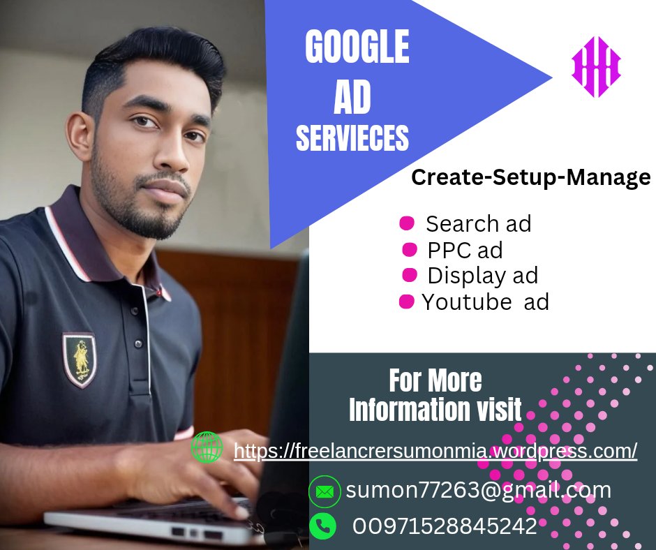 We provide digital marketing service.  
Contact :
Email  : sumon77263@gmail.com
Whatsapp : 00971528845242

 #googlead #ppcad #googleadword #facebookad #facebookmarketing #facebookadvertising #digitalmarketing #businespromotion #growonlinebusiness #videopromotion #youtubead