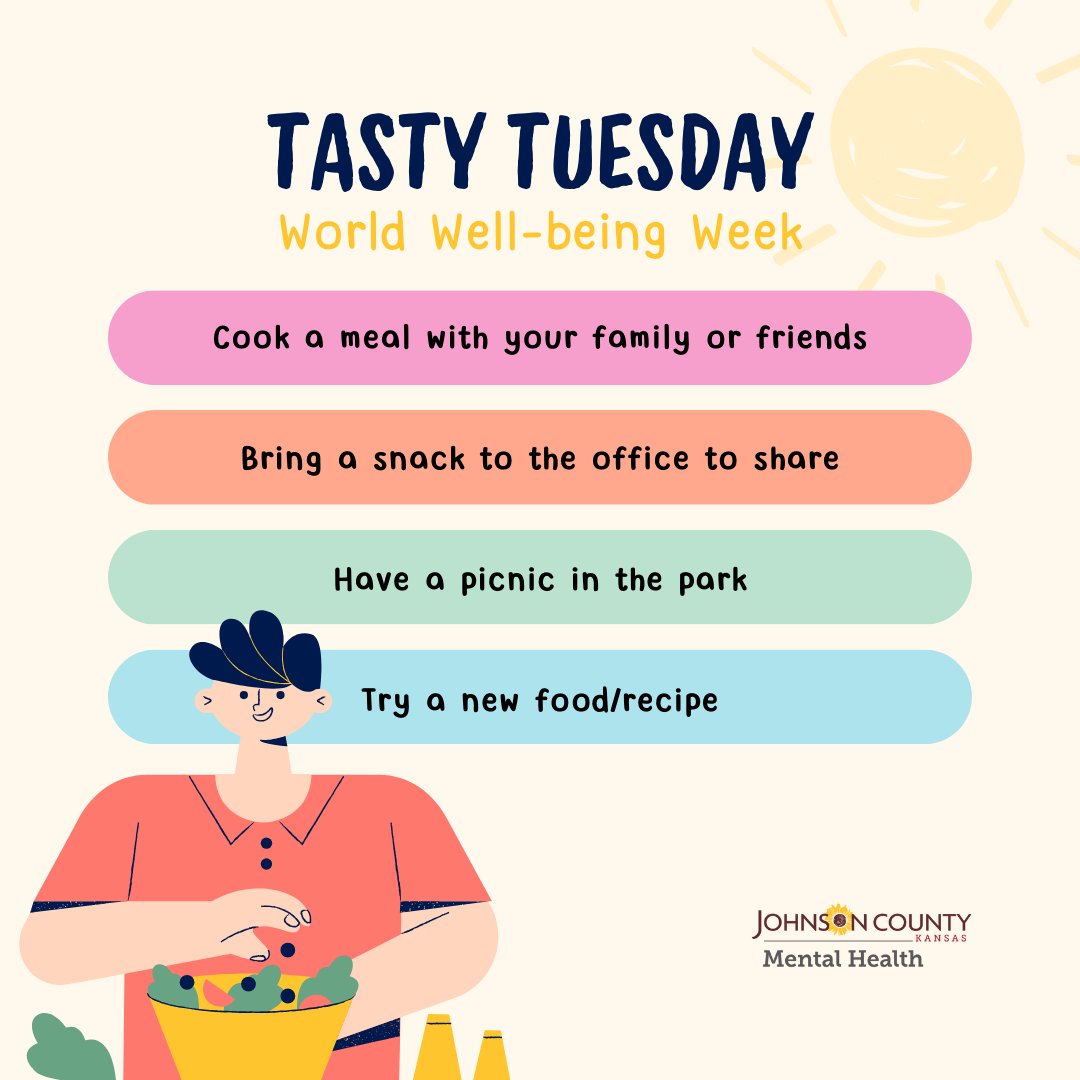 🍽️ Happy Tasty Tuesday! 🍽️

As part of #WorldWellbeingWeek, today is all about enjoying delicious food and connecting with others. Let's savor the moment and boost our well-being through food and togetherness!

Share your #TastyTuesday creations with us! 🥗🍓🍕