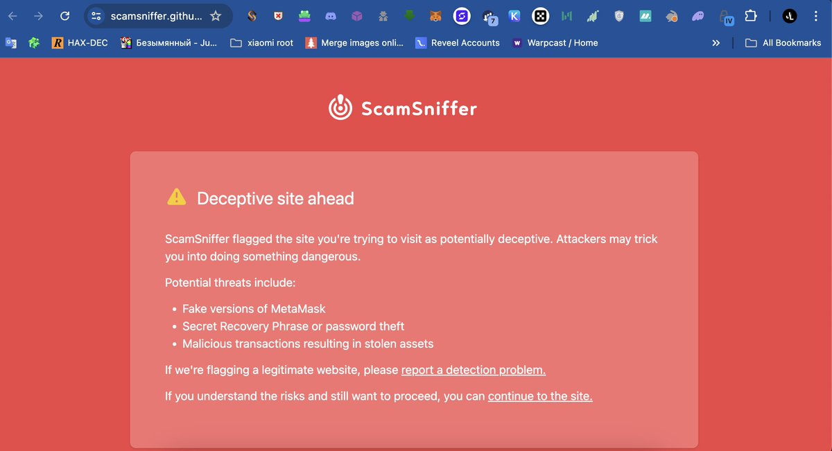 990_arb's tweet photo. 🤔Does anyone know why @LayerZero_Fndn claim site now has scam alert by @realScamSniffer  and @MetaMask when you try to open it ?

FYI @PrimordialAA