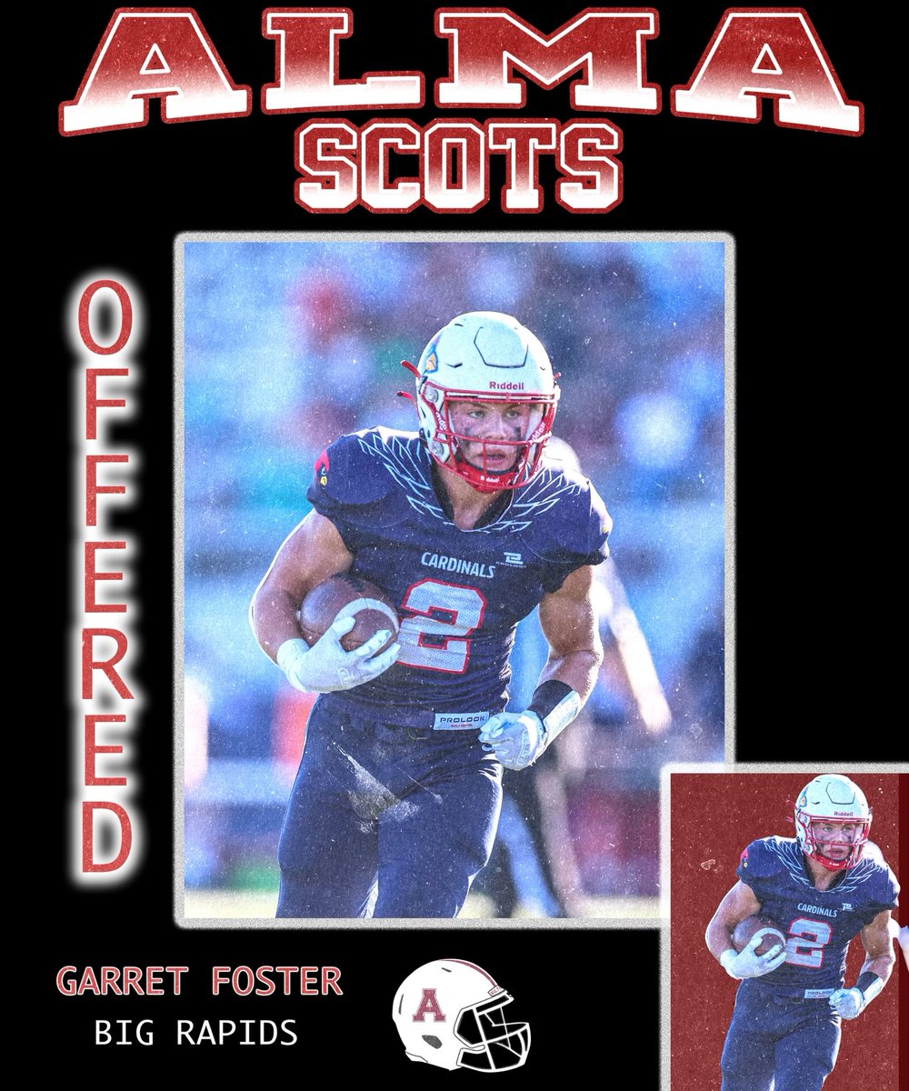 Garret Foster (@garret_foster2) on Twitter photo After a great camp and many great conversations with <a href="/CoachBalhorn/">Coach Balhorn</a> I am blessed to receive an offer to <a href="/AlmaScotsFB/">Alma College Football</a>! #AGTG <a href="/CoachCouchAlma/">Jason Couch</a> <a href="/CoachSpooner_/">Teddy Spooner</a> <a href="/MIexposure/">Michigan exposure</a> <a href="/MichFBFrenzy/">Michigan Prep Frenzy</a> <a href="/PrepRedzoneMI/">Prep Redzone Michigan</a> <a href="/247Sports/">247Sports</a> <a href="/AllenTrieu/">Allen Trieu</a> <a href="/alex_pallone/">Alex Pallone</a> After a great camp and many great conversations with <a href="/CoachBalhorn/">Coach Balhorn</a> I am blessed to receive an offer to <a href="/AlmaScotsFB/">Alma College Football</a>! #AGTG <a href="/CoachCouchAlma/">Jason Couch</a> <a href="/CoachSpooner_/">Teddy Spooner</a> <a href="/MIexposure/">Michigan exposure</a> <a href="/MichFBFrenzy/">Michigan Prep Frenzy</a> <a href="/PrepRedzoneMI/">Prep Redzone Michigan</a> <a href="/247Sports/">247Sports</a> <a href="/AllenTrieu/">Allen Trieu</a> <a href="/alex_pallone/">Alex Pallone</a>