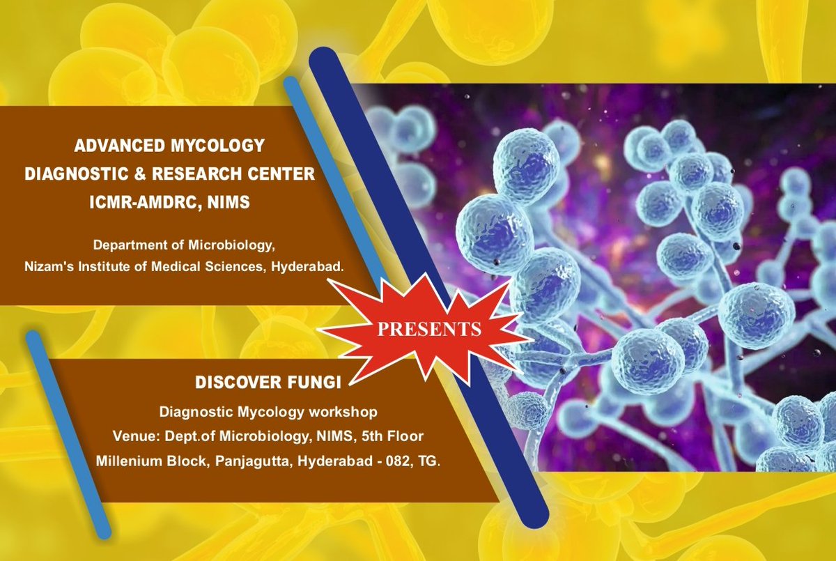 MYSTERIOUS MYCOLOGY☺️
Second ICMR- AMDRC (Advanced Mycology Diagnostic &amp; Research Center) Medical mycology workshop 2024, NIMS, Hyderabad <a href="/MycologyPGIMER/">Mycology PGIMER Chandigarh</a> <a href="/mrshivaprakash/">Shivaprakash</a> <a href="/drgagandeepdr/">Gagandeep Singh</a> <a href="/DrVinay118/">Vinaykumar Hallur MBBS MD FECMM</a>  <a href="/JuliaDHankins/">Julia Hankins, PhD, D(ABMM)</a> <a href="/DrMeganAmerson/">Megan Amerson-Brown,PhD,D(ABMM),CIC,MLS(ASCP)</a> <a href="/dr_arghadip/">Arghadip Samaddar, MD, FECMM is on Bluesky🦋</a> 
amdrcnims.com