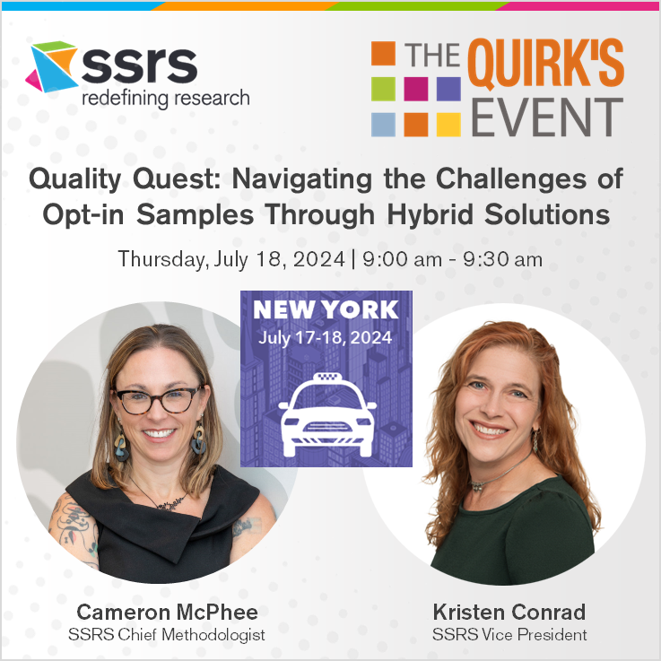 SSRS (@ssrs_research) on Twitter photo 📢JUST ANNOUNCED! SSRS is presenting at the <a href="/QuirksMR/">Quirk's Media #MRX</a> Event in New York next month!
<a href="/cameronbrook/">cameronbrook</a> & <a href="/descantqueen/">Kristen Conrad</a> will be discussing hybrid solutions; learn more about the session: thequirksevent.com/new-york-2024/…
Attending QUIRKS? Let's connect during the event! 📢JUST ANNOUNCED! SSRS is presenting at the <a href="/QuirksMR/">Quirk's Media #MRX</a> Event in New York next month!
<a href="/cameronbrook/">cameronbrook</a> & <a href="/descantqueen/">Kristen Conrad</a> will be discussing hybrid solutions; learn more about the session: thequirksevent.com/new-york-2024/…
Attending QUIRKS? Let's connect during the event!