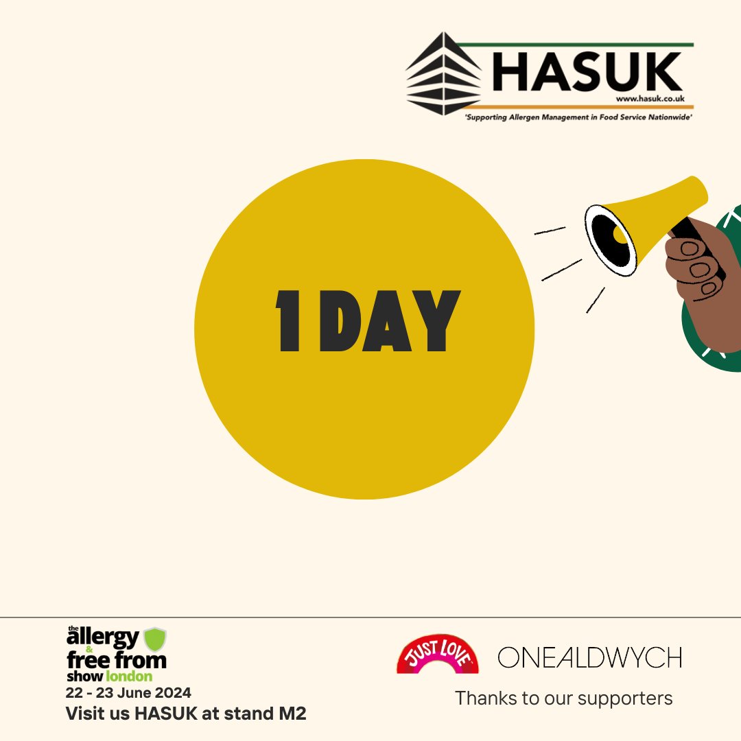 FoodAllergyAW's tweet image. Just 1 day to go till the @AllergyShow  &amp;amp; Free From show at Olympia London. Have you got your tickets yet? Buy &amp;gt;&amp;gt; 
allergyshow.seetickets.com/event/the-alle…
Visit us at stand M2 and enter our free prize draw to win prizes from @JustLoveFoodCo @waitrose  vouchers and a meal for 2 at @OneAldwych