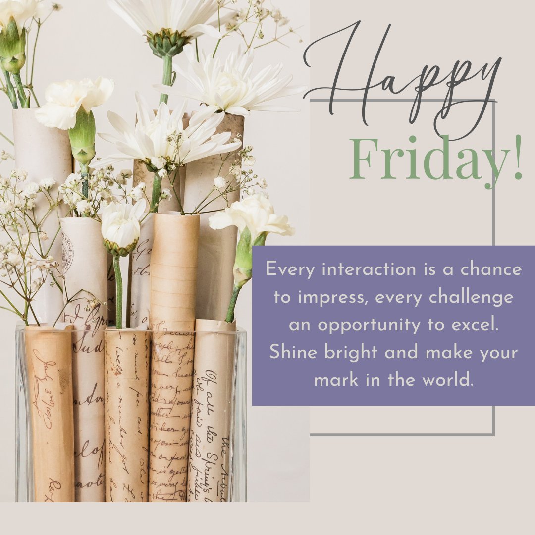 TheBryceWesley's tweet photo. As you wrap up another #productiveweek, remember the impact of your #hardwork + #creativity. Embrace each moment as a step towards achieving goals. 
Have a fantastic weekend + recharge—next week is another opportunity to dazzle + thrive! 💫  #fridayfeeling #marketingconsultant https://t.co/A85NHmfLYb