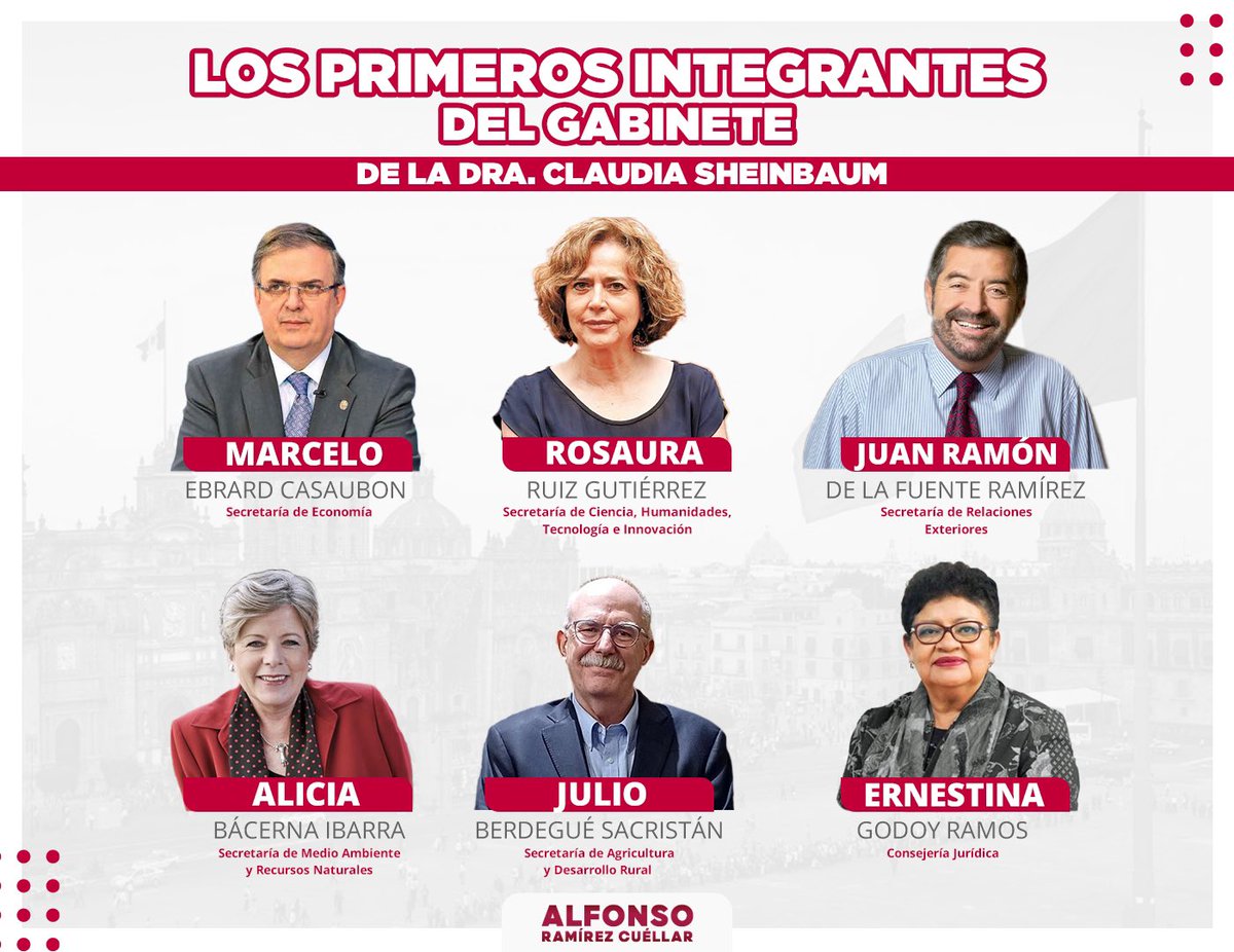 aramirezcuellar's tweet photo. Un enorme reconocimiento a las y los compañeros anunciados hoy como parte del gabinete de la Dra. @Claudiashein. Un equipo de primera con el que, junto a nuestra Presidenta electa, consolidaremos el segundo piso de la cuarta transformación. https://t.co/5xrKlbnImo
