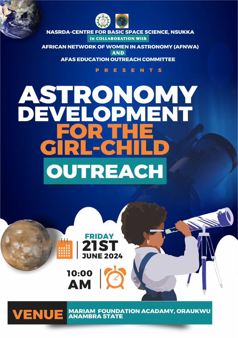This initiative will foster curiosity and confidence, empowering girls to dream big and pursue careers in science.  

Furthermore, through hands-on sessions, the participants will be encouraged to study astronomy and space science-related courses.#cbss #afnwa #girlchilddev #space